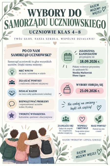 PRZYPOMINAMY O WYBORACH DO SAMORZĄDU UCZNIOWSKIEGO